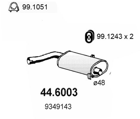 ASSO Vidējais izpl. gāzu trokšņa slāpētājs 44.6003