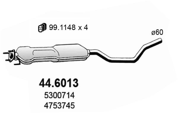 ASSO Vidējais izpl. gāzu trokšņa slāpētājs 44.6013
