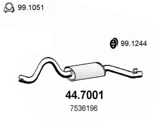 ASSO Izplūdes gāzu trokšņa slāpētājs (pēdējais) 44.7001