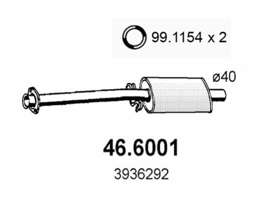 ASSO Средний глушитель выхлопных газов 46.6001