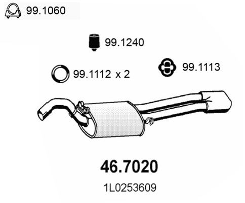 ASSO Izplūdes gāzu trokšņa slāpētājs (pēdējais) 46.7020