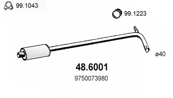 ASSO Vidējais izpl. gāzu trokšņa slāpētājs 48.6001