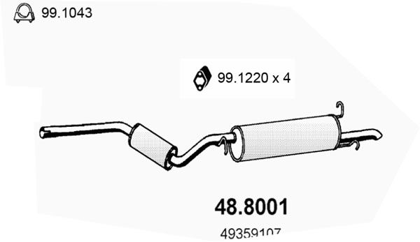 ASSO Средний / конечный глушитель ОГ 48.8001
