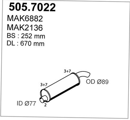 ASSO Средний / конечный глушитель ОГ 505.7022