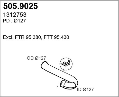 ASSO Труба выхлопного газа 505.9025