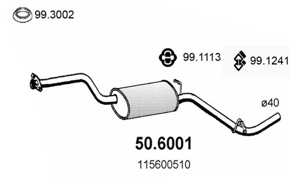 ASSO Vidējais izpl. gāzu trokšņa slāpētājs 50.6001