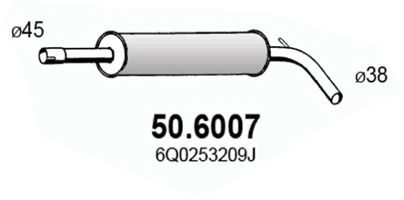 ASSO Vidējais izpl. gāzu trokšņa slāpētājs 50.6007