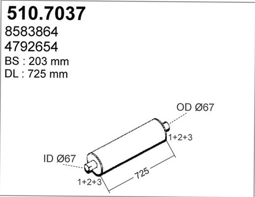 ASSO Средний / конечный глушитель ОГ 510.7037