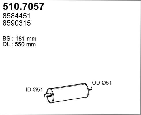 ASSO Средний / конечный глушитель ОГ 510.7057