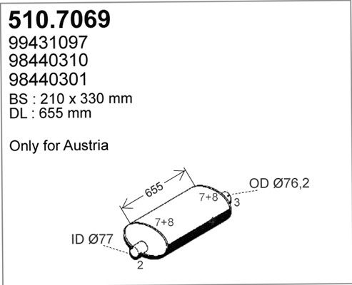 ASSO Средний / конечный глушитель ОГ 510.7069