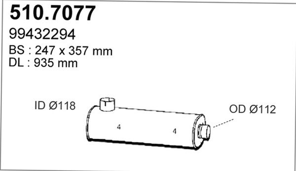 ASSO Средний / конечный глушитель ОГ 510.7077