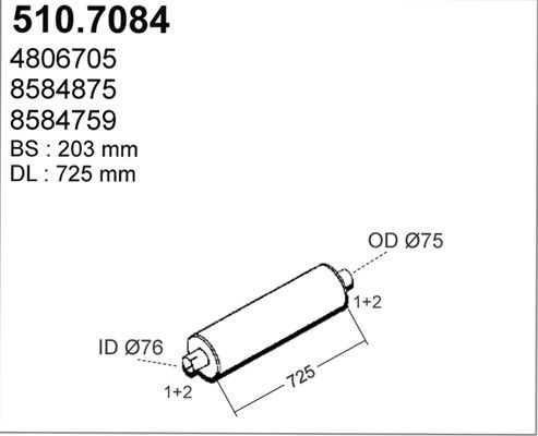 ASSO Средний / конечный глушитель ОГ 510.7084