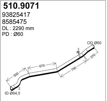 ASSO Труба выхлопного газа 510.9071