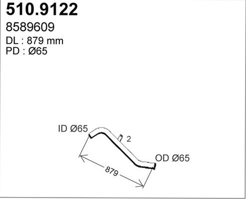 ASSO Izplūdes caurule 510.9122