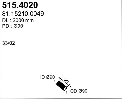 ASSO Gofrēta caurule, Izplūdes gāzu sistēma 515.4020