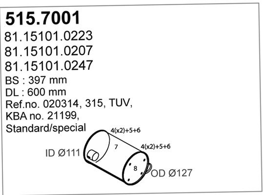 ASSO Средний / конечный глушитель ОГ 515.7001