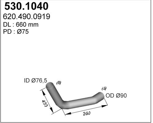 ASSO Izplūdes caurule 530.1040