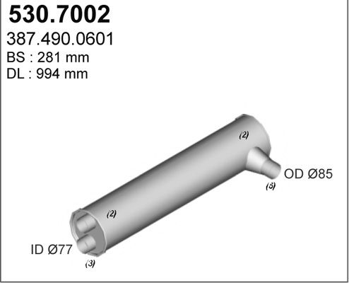 ASSO Средний / конечный глушитель ОГ 530.7002
