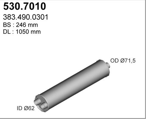 ASSO Средний / конечный глушитель ОГ 530.7010