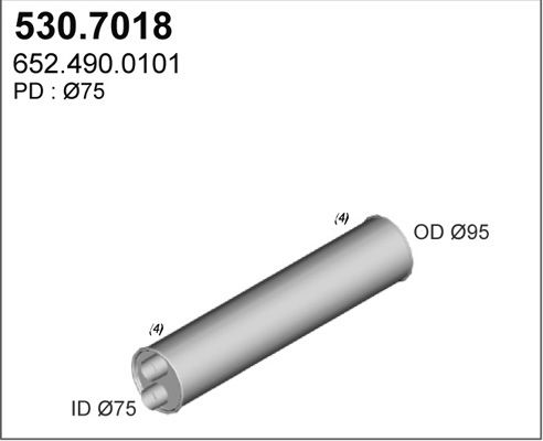 ASSO Средний / конечный глушитель ОГ 530.7018