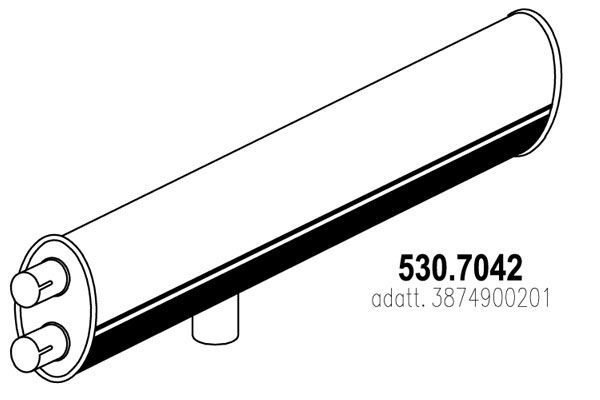 ASSO Vidējais-/Gala izpl. gāzu trokšņa slāpētājs 530.7042