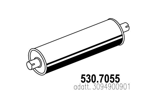 ASSO Vidējais-/Gala izpl. gāzu trokšņa slāpētājs 530.7055