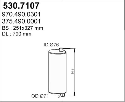 ASSO Средний / конечный глушитель ОГ 530.7107