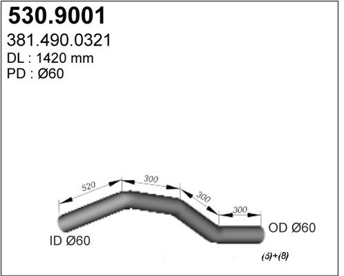 ASSO Труба выхлопного газа 530.9001
