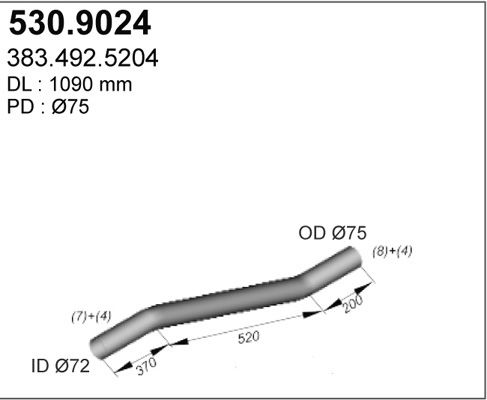 ASSO Труба выхлопного газа 530.9024