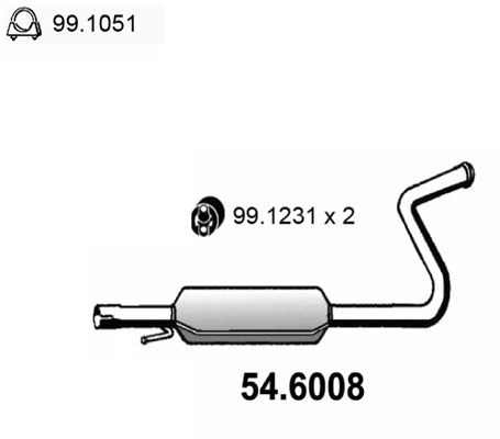 ASSO Vidējais izpl. gāzu trokšņa slāpētājs 54.6008