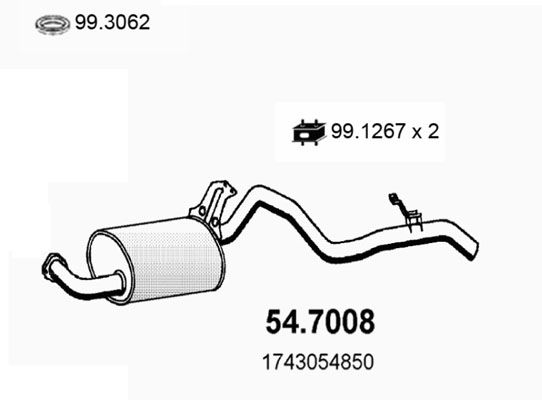 ASSO Izplūdes gāzu trokšņa slāpētājs (pēdējais) 54.7008