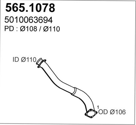 ASSO Труба выхлопного газа 565.1078
