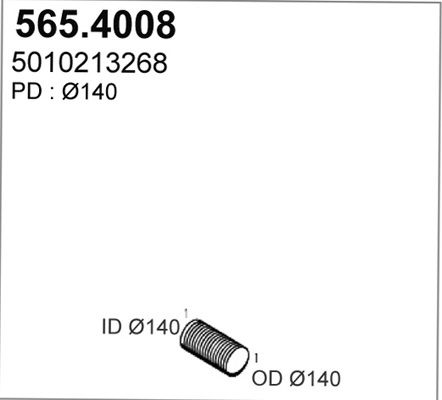 ASSO Гофрированная труба, выхлопная система 565.4008