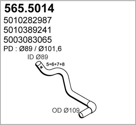 ASSO Труба выхлопного газа 565.5014