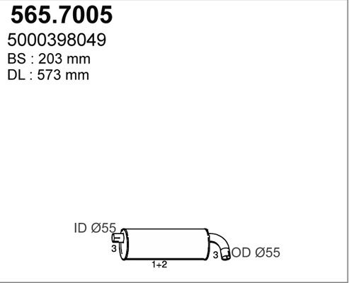 ASSO Средний / конечный глушитель ОГ 565.7005