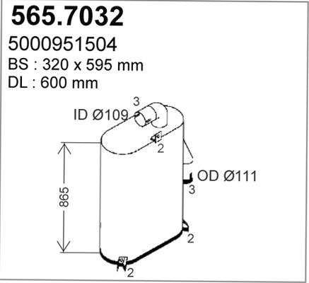 ASSO Средний / конечный глушитель ОГ 565.7032
