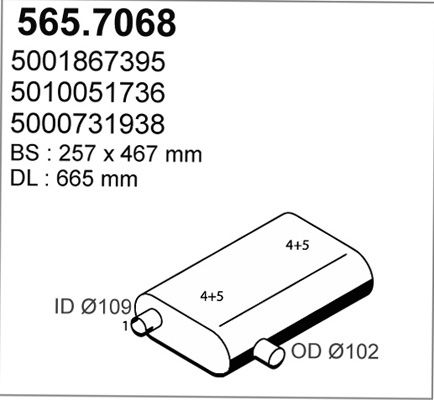 ASSO Средний / конечный глушитель ОГ 565.7068