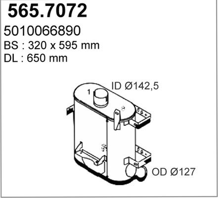 ASSO Vidējais-/Gala izpl. gāzu trokšņa slāpētājs 565.7072