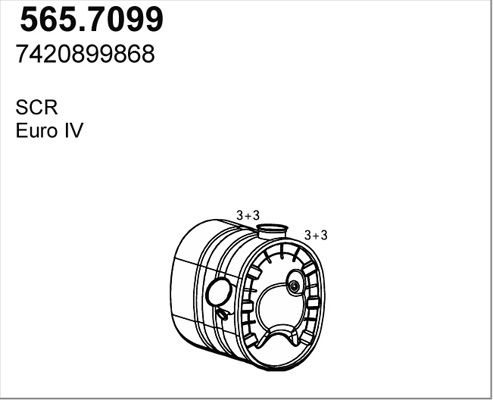 ASSO Nosēdumu-/Daļiņu filtrs, Izplūdes gāzu sistēma 565.7099