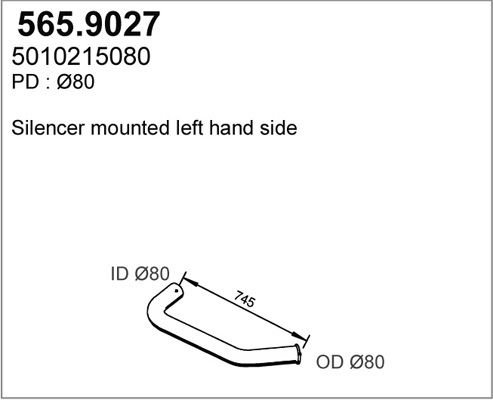 ASSO Труба выхлопного газа 565.9027