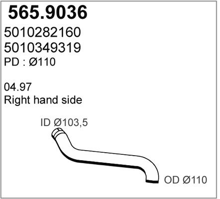 ASSO Труба выхлопного газа 565.9036