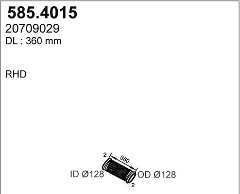 ASSO Gofrēta caurule, Izplūdes gāzu sistēma 585.4015