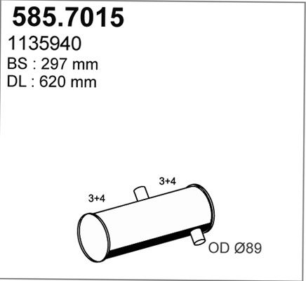 ASSO Средний / конечный глушитель ОГ 585.7015