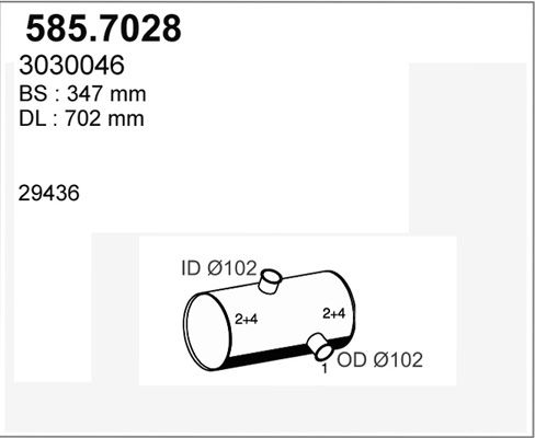 ASSO Средний / конечный глушитель ОГ 585.7028