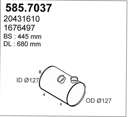 ASSO Средний / конечный глушитель ОГ 585.7037