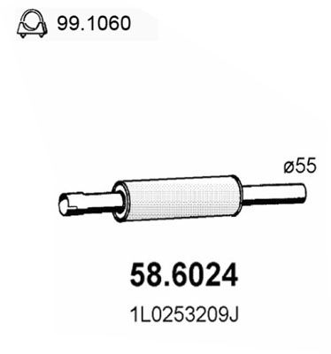 ASSO Vidējais izpl. gāzu trokšņa slāpētājs 58.6024