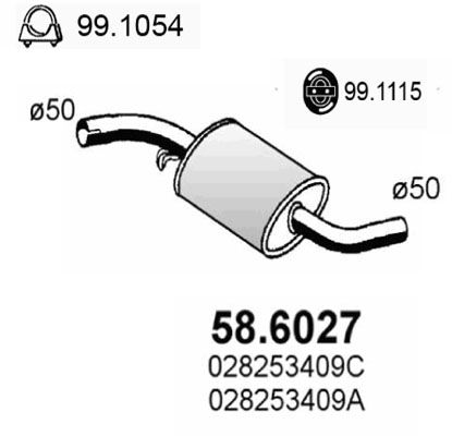 ASSO Vidējais izpl. gāzu trokšņa slāpētājs 58.6027