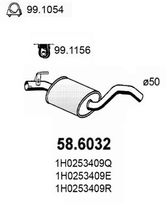 ASSO Vidējais izpl. gāzu trokšņa slāpētājs 58.6032
