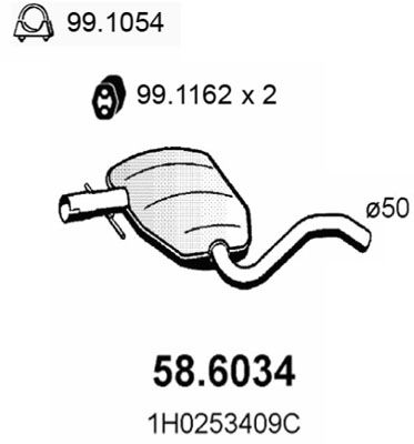 ASSO Vidējais izpl. gāzu trokšņa slāpētājs 58.6034