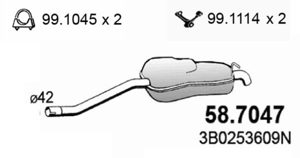 ASSO Izplūdes gāzu trokšņa slāpētājs (pēdējais) 58.7047